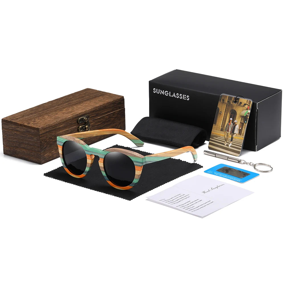 GM Natural Bamboo And Wooden Sunglasses VIP Manual Polarized Glasses Luxury brand Environmental Degradable Glasses Gift Box