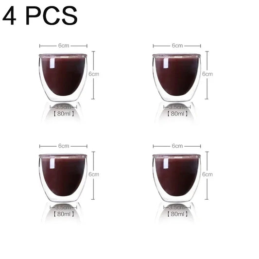 Double Wall Glass Cup Heat Insulation Transparent Handmade Tea Drink Cups MINI Whisky glasses Espresso Coffee Mug