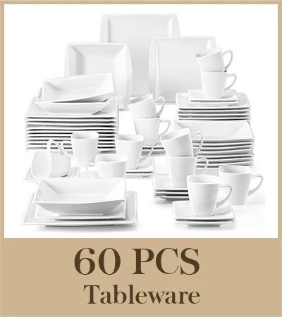 MALACASA Blance 30/60PCS Marble Grey Porcelain Tableware Dinnerware Set with Dessert/Soup/Dinner Plate/Cup/Saucer,Service for 12