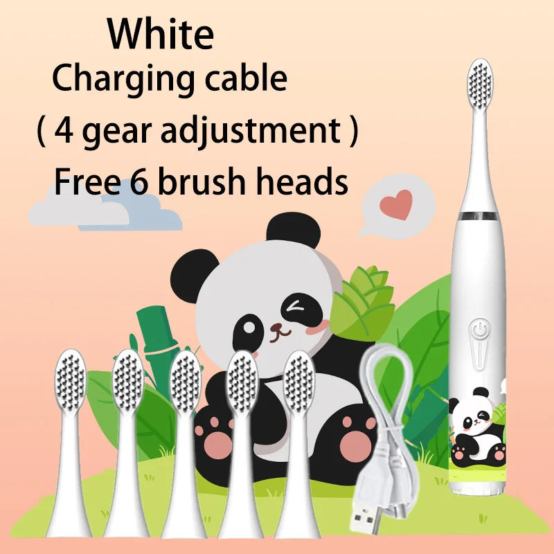 Children Electric Toothbrush Cartoon Kids With Replacement Head Ultrasonic IPX7 Waterproof Rechargeable Sonic Toothbrush