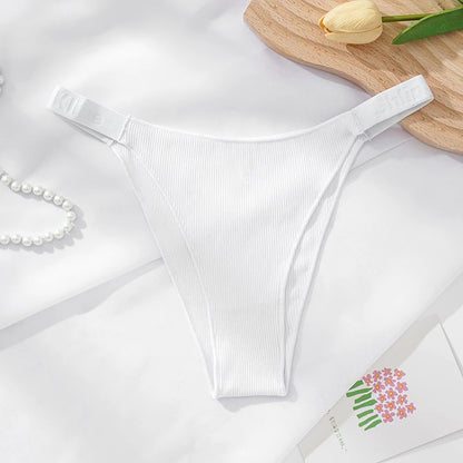 100% Cotton Shapely women thong sexy underwear with strong elasticity T-back briefs