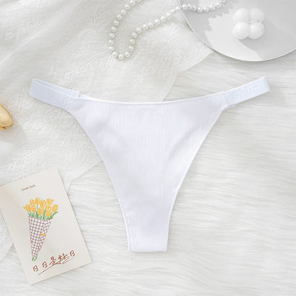 100% Cotton Shapely women thong sexy underwear with strong elasticity T-back briefs