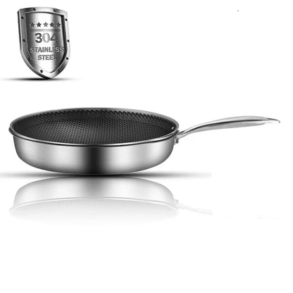 304 Stainless Steel Kitchen Quality Frying Pan Nonstick Pan Cooking Fried Steak Pot Electromagnetic Furnace General