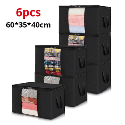 6pcs/set Clothes Storage Bags Upgraded Foldable Fabric Storage Bags Storage Containers For Organizing Bedroom