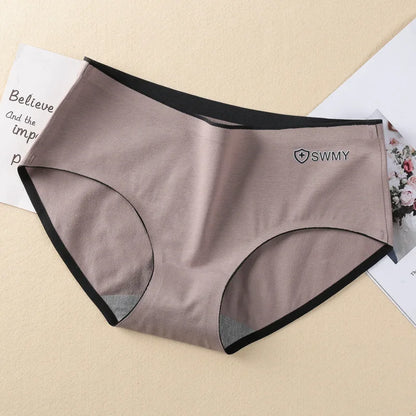 Women's Cotton Underwear Sexy Solid Color Panties Fashion Girl Traceless Underpants Mid Waist Seamless Briefs Female Lingerie