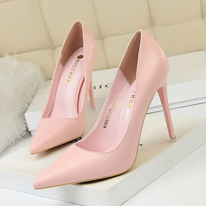 Women 7.5cm 10.5cm High Heels Pumps Lady Wedding Bridal Scarpins Low Heels Plus Size Party Blue Pink Shoes