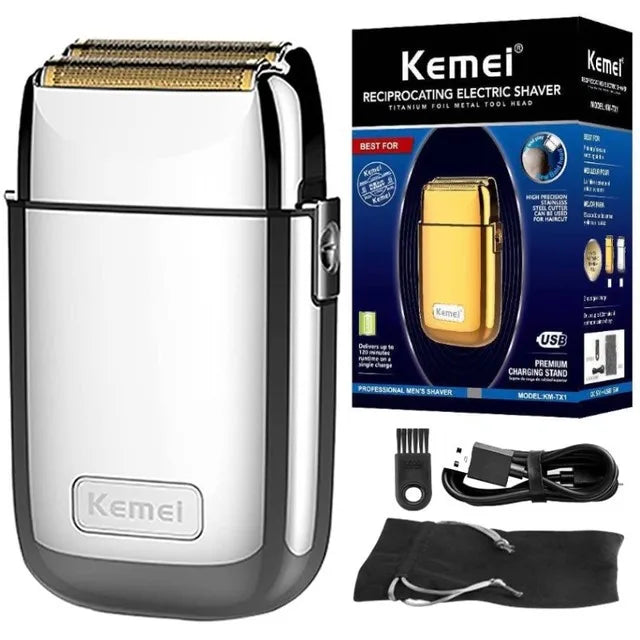 Kemei Tx1 Full Metal Electric Shaver For Men Hair Beard Electric Razor Bald Head Shaving Machine Finishing Fades Rechargeable