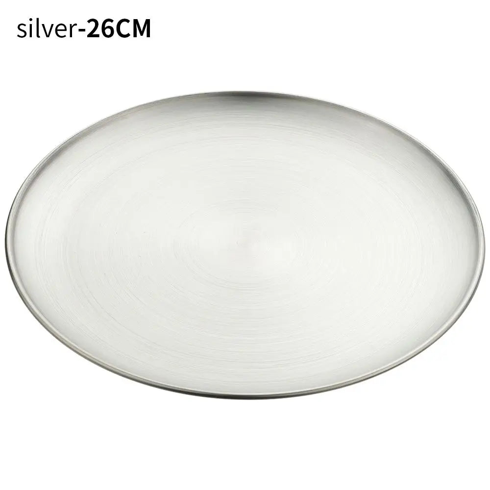 14/17/20/23/26CM Stainless Steel Bone Spitting Dish Gold Silver Shallow Tray Round Plate Metal Dining Disc Dessert Tableware