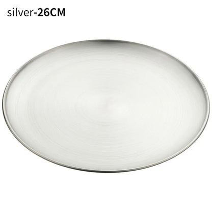 14/17/20/23/26CM Stainless Steel Bone Spitting Dish Gold Silver Shallow Tray Round Plate Metal Dining Disc Dessert Tableware