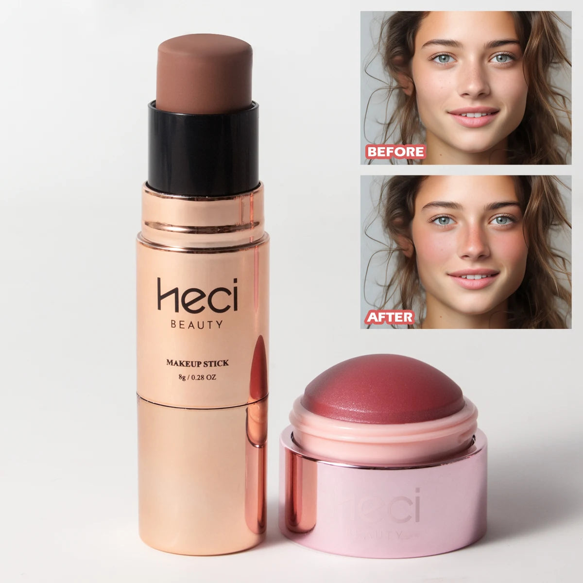 Cream Blusher + Bronzer Contour Stick Set Sunset Matte Natural Long-Lasting Face Makeup Sticks Contouring Creamy Lip Cheek Tint