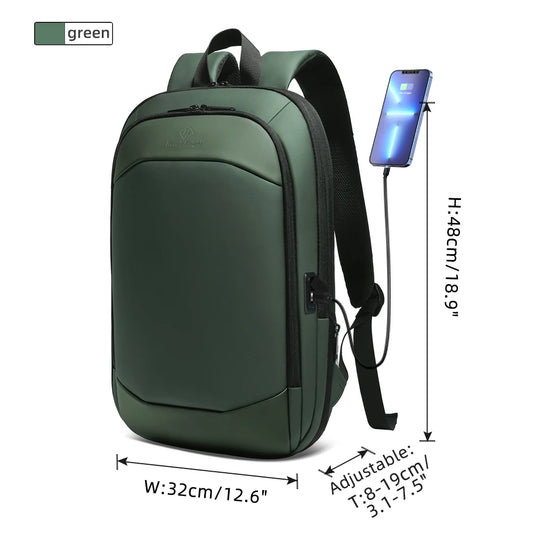 HK Business Backpack For Men Expandable Waterproof 17" Laptop Bags Daily Work School Backpack YKK Zipper Slim Backpack With USB