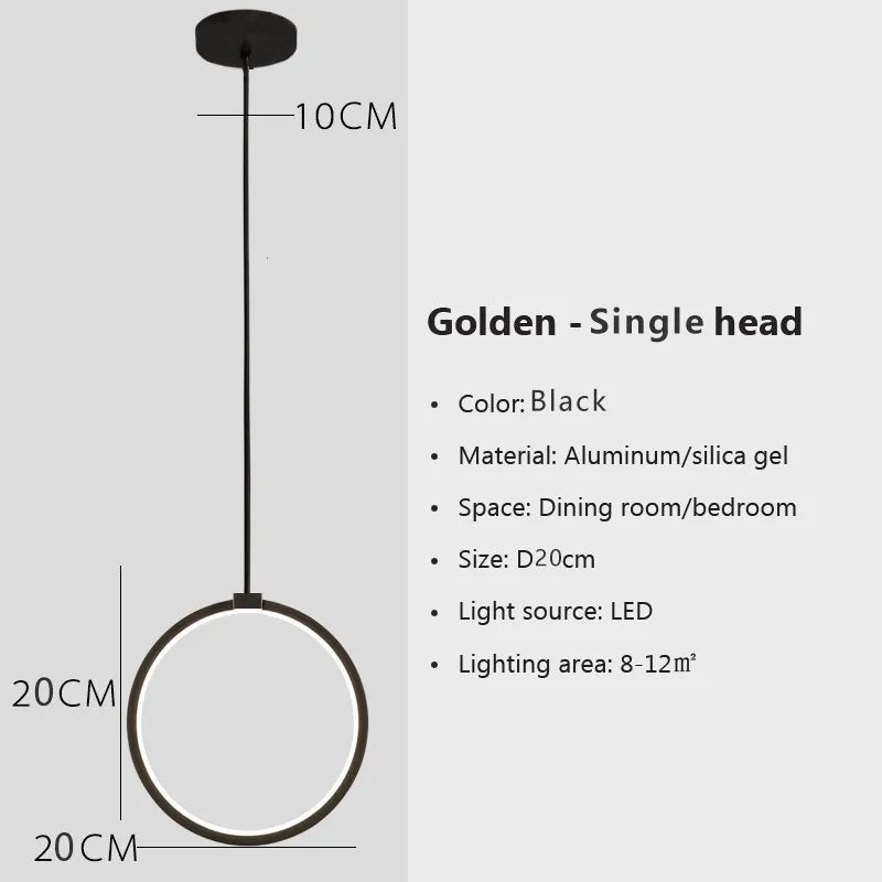 Modern Minimalist LED Pendant Light Chandelier For Bedroom Restaurant Living Room Gold Black Hanging Lamp Decoration Lustre