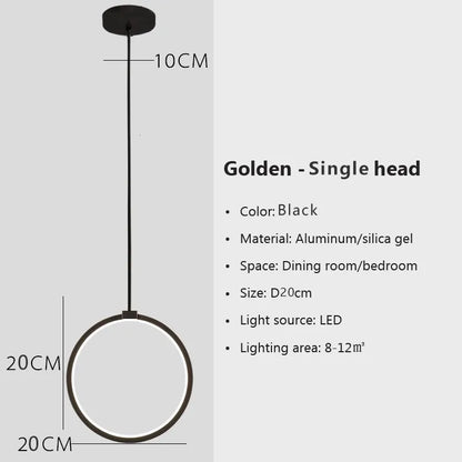 Modern Minimalist LED Pendant Light Chandelier For Bedroom Restaurant Living Room Gold Black Hanging Lamp Decoration Lustre