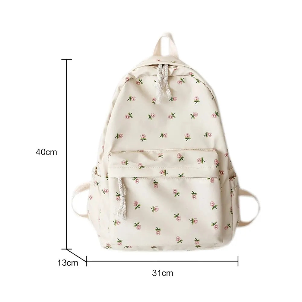 Korean Student School Backpack Floral White School Bags For Teenage Girls Cute Women's Backpack Brand Book Bag Nylon Rucksack