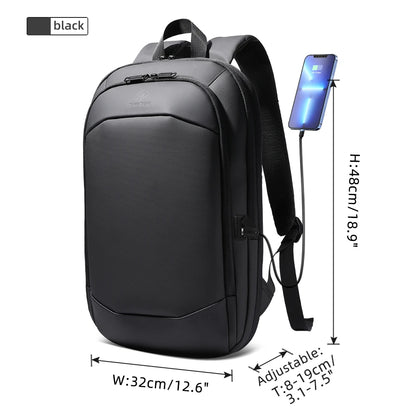 HK Business Backpack For Men Expandable Waterproof 17" Laptop Bags Daily Work School Backpack YKK Zipper Slim Backpack With USB