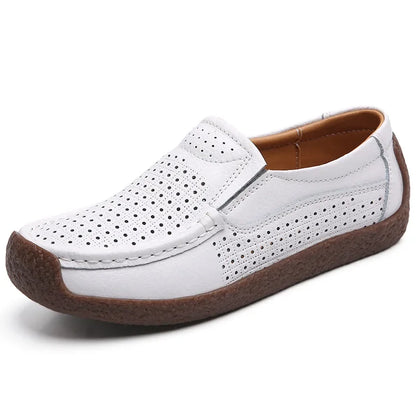 Genuine Leather Women's Casual Shoes Leisure Sneakers Women Luxury Brand Slip-on Loafers Female Soft Moccasins Zapatos De Mujer