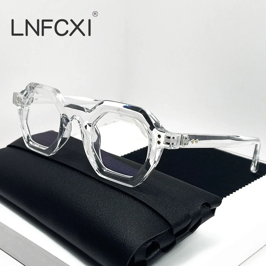 LNFCXI Fashion Polygon Small Square Women Sunglasses Retro Gray Rivets Men Shades UV400 Trending Outdoor Sports Sun Glasses