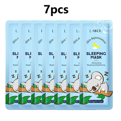 LAIKOU 7pcs Moisturizing Facial Mask Hydrating Sleeping Face Sheet Masks Repairing & Nourishing Night Face Mask Skin Care