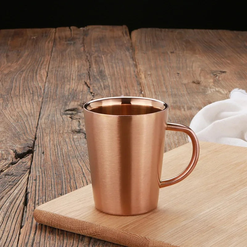 300ml 304 Stainless Steel Double Layer Mugs Coffee Cup Creative Water Cup Heat Insulation Beer Cup Stainless Cup Drinkware