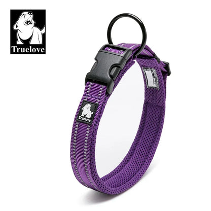 Truelove Adjustable Mesh Padded Pet Dog Collar 3M Reflective Nylon Dog Collar Durable Heavy Duty for all breed all weather 8size