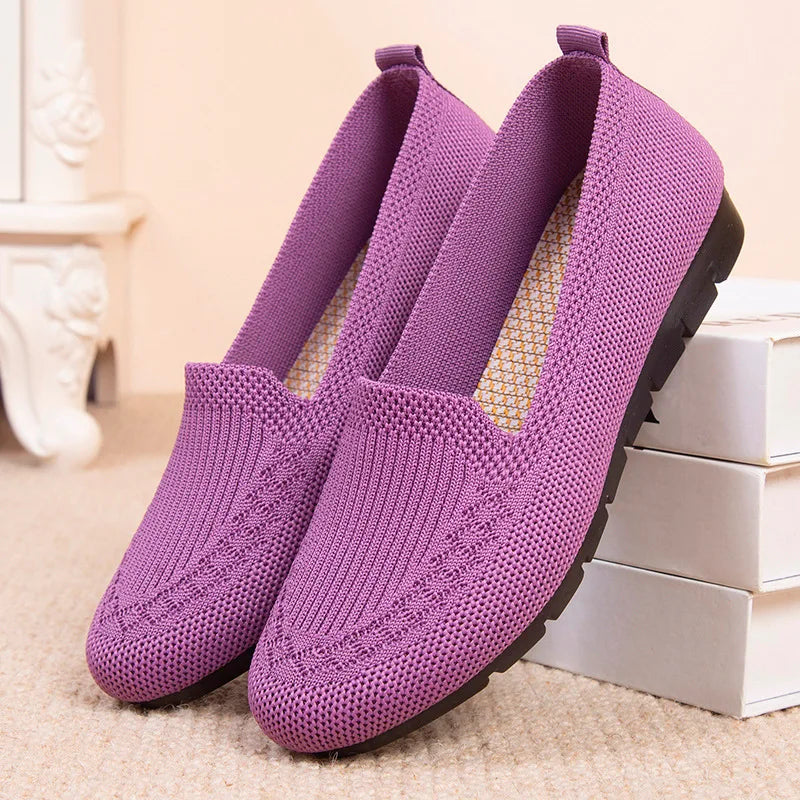 Women's Casual Shoes Summer Mesh Breathable Flat Shoes Ladies Comfort Light Sneaker Socks Women Slip on Loafers Zapatillas Muje