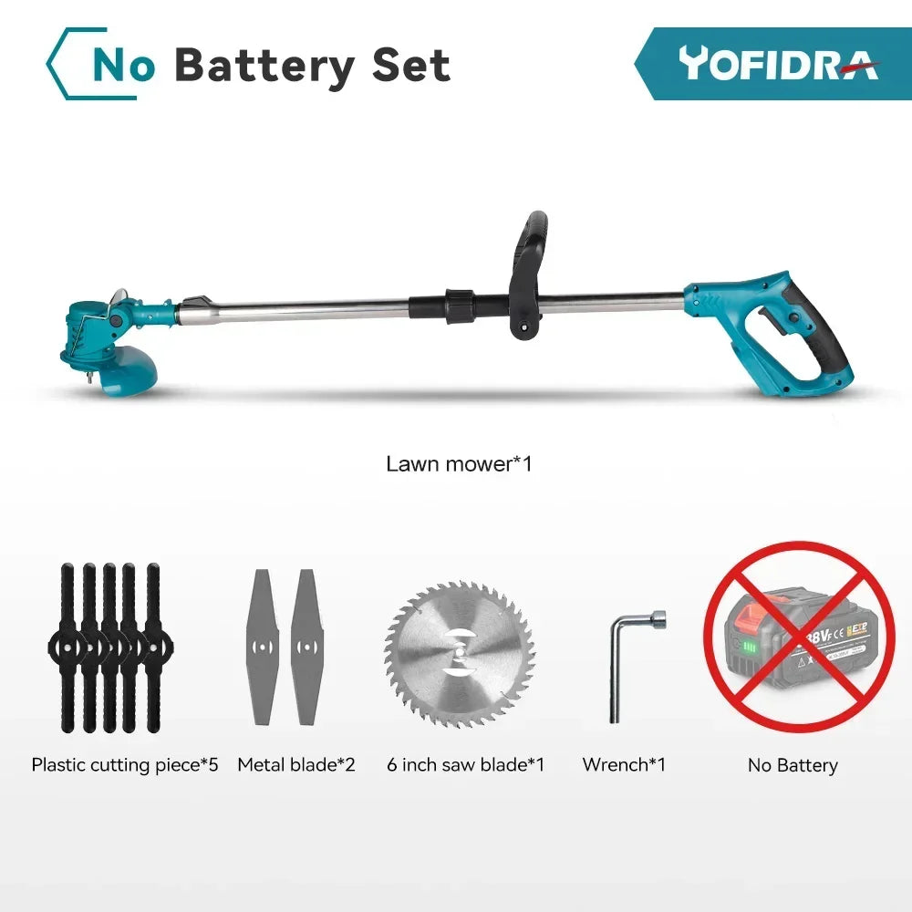 1500W 7 Inch Cordless Electric Lawn Mower Length Adjustable Handheld Rechargeable Garden Pruning Tools For Makita 18V Battery