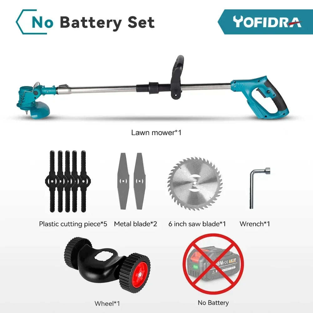 1500W 7 Inch Cordless Electric Lawn Mower Length Adjustable Handheld Rechargeable Garden Pruning Tools For Makita 18V Battery