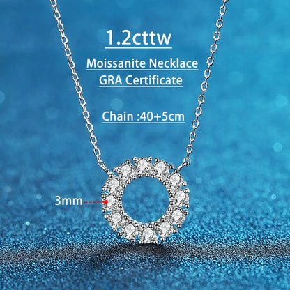 Serenity 2.5mm D Color All Moissanite Pendant Necklace For Women S925 Silver Sparkling Wedding Necklace Plated 18k Fine Jewelry