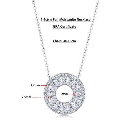 Serenity 2.5mm D Color All Moissanite Pendant Necklace For Women S925 Silver Sparkling Wedding Necklace Plated 18k Fine Jewelry