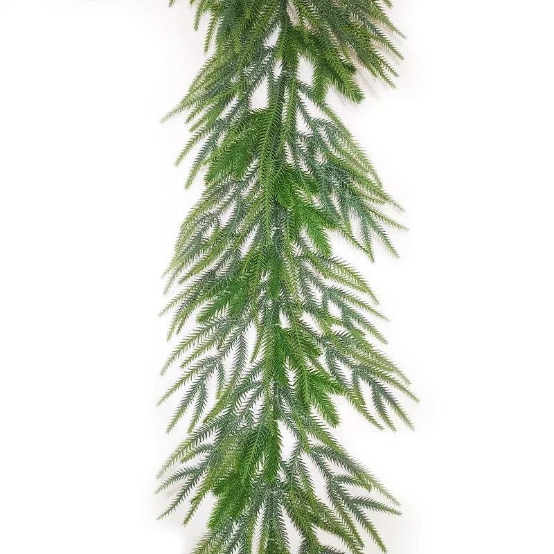 1.5m Christmas Norfolk Pine Garland Artificial Pine Greenery Diy Fake Pine Garland For Holiday Indoor Stairway Table Decor