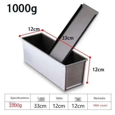 250g/450g/600g/750g/900g/1000g Aluminum alloy black non-stick coating Toast boxes Bread Loaf Pan cake mold baking tool with lid