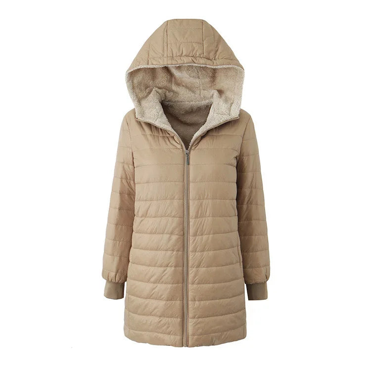 Women's Jacket Winter New Mid Length Korean Edition Hooded Fit Plus Fleece Cotton Coat Warm Lamb Fleece Parkas Winter Jackets