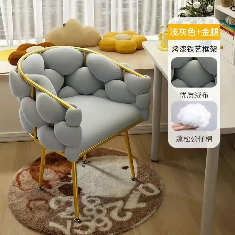 Nordic Vanity Chair Girls Comfortable Bedroom Living Room Make Up Manicure Chairs Computer Chair Home Office Seat Adult