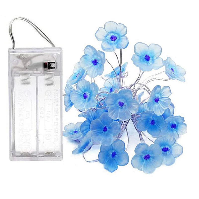 Cherry Blossom Flower Garland Lamp Battery/USB Operated LED String Fairy Lights Crystal Flowers Indoor Wedding Christmas Decors