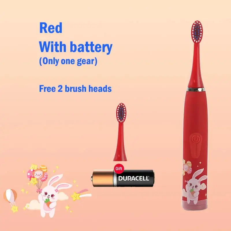 Child's USB Sonic Electric Toothbrush Rechargeable Colorful Cartoon Brush Kids Automatic IPX7 Waterproof With Replacement Heads