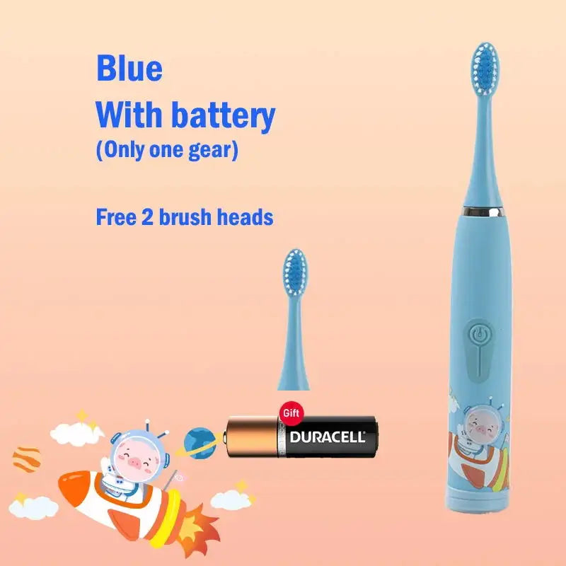 Child's USB Sonic Electric Toothbrush Rechargeable Colorful Cartoon Brush Kids Automatic IPX7 Waterproof With Replacement Heads