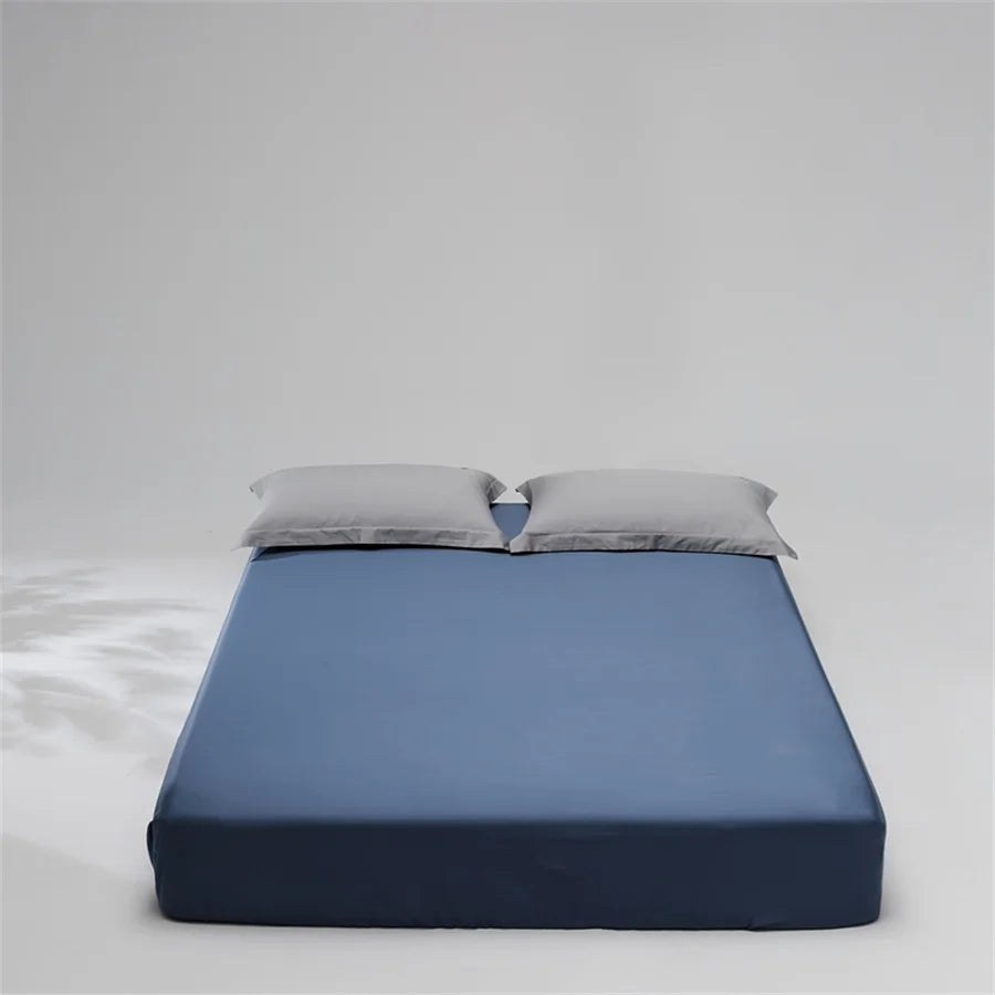 100% Egyptian Cotton Fitted Sheet with Elastic Band Luxury Mattress Cover 1000 Thread Count Soft Bed Linen Solid Color Bedsheet