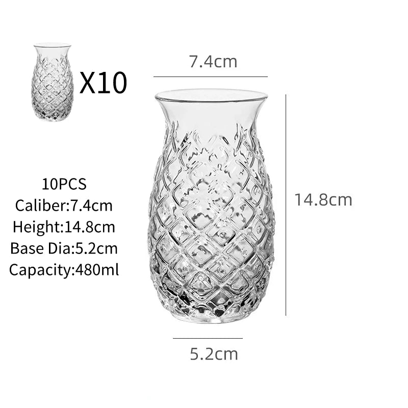 480Ml Pineapple Shaped Cocktail Glasses Creative Drinking Cup Transparent Water Glass Red Wine Glass Cup For Home Bar Party