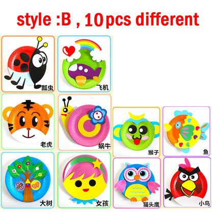 Animal Paper Plate Art Kits Kids DIY 3D Animals Craft Sticker Card Project Teaching Supplies Preschool Toddler Boys Girls