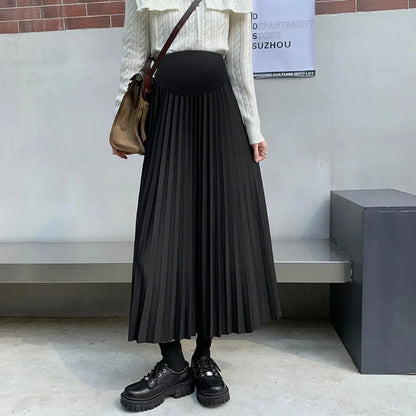 Maternity dress Pleated Thick Warm Maternity Skirts Elastic Waist Belly Casual Clothes for Pregnant Women Clothing Pregnancy