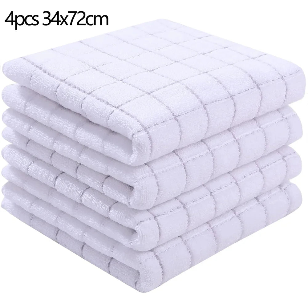 Homaxy 4/6pcs 100% Cottton Kitchen Towel Absorbent Dishcloth Ultra Soft Kitchen Cloths Drying Hand Towels Home Cleaning Tools