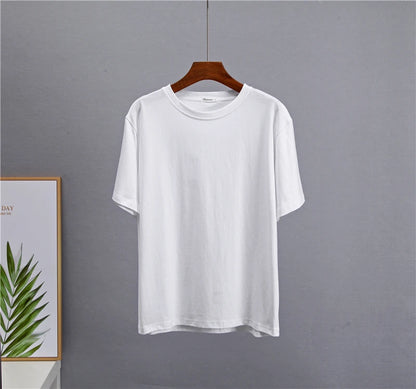 Hirsionsan Basic Cotton T Shirt Women Summer New Loose Solid Tees 19 Color Casual Loose Tshirt Oversized O Neck Female Tops