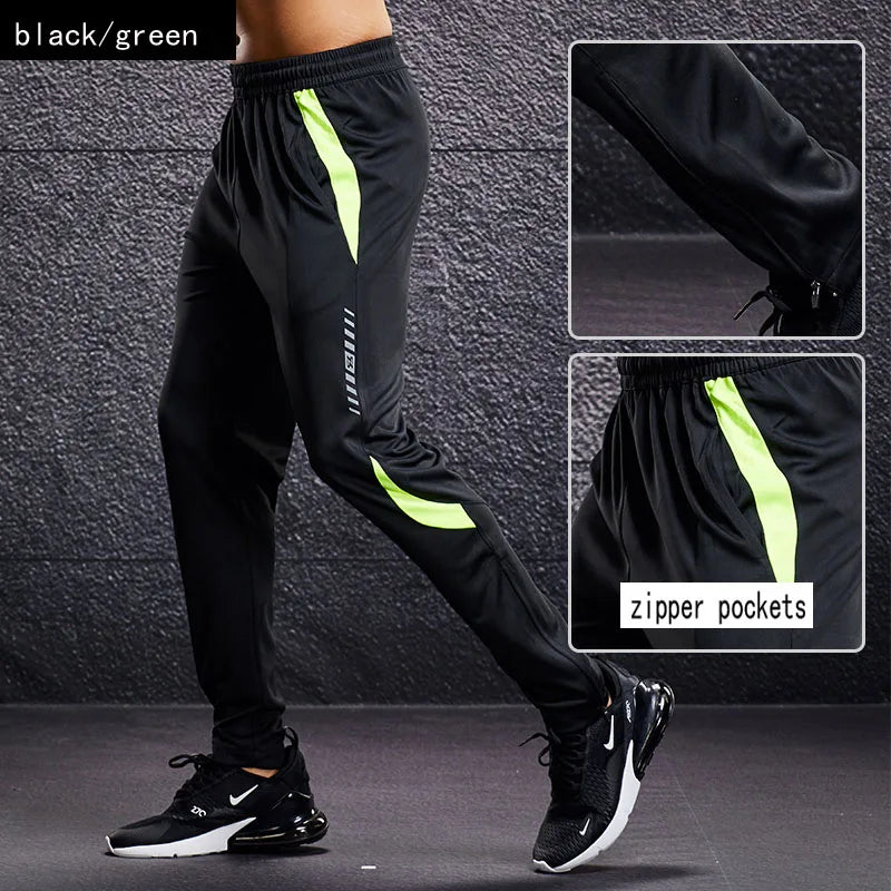 Men Sport Pants Running Pants With Zipper Pockets Soccer Training Jogging Sports Trousers Fitness Football Leggings Sweatpants