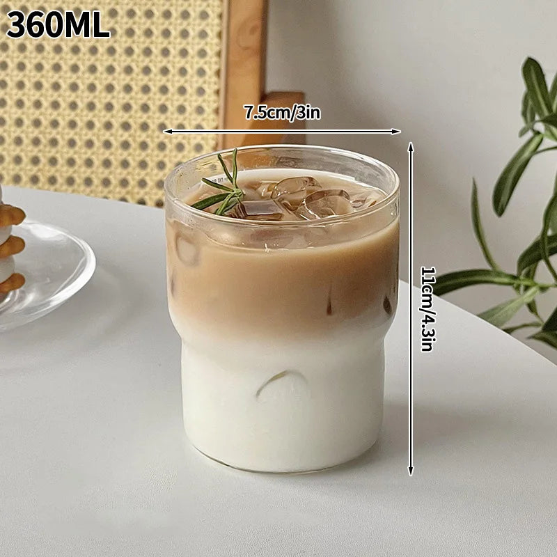 Ins Glass Cup Heat-resistant Tumbler Drinkware Transparent Tea Juice Milk Coffee Mug Water Glasses Stripe Mug 410ml/650ml/530ml