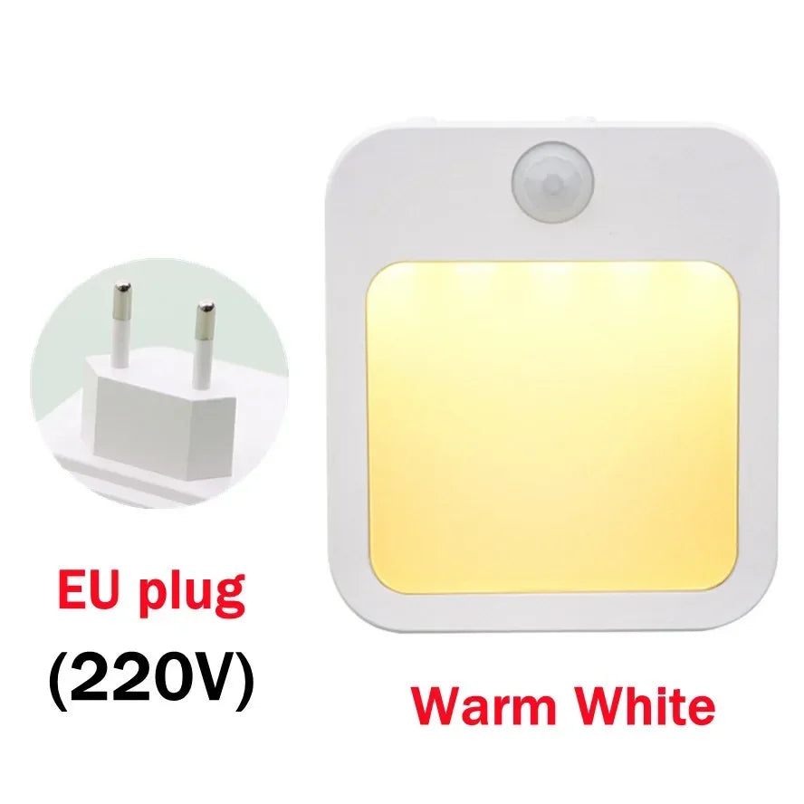 Motion Sensor LED Night Lights EU Plug Dimmable Cabinet Light for Baby Bedside Bedroom Corridor Wireless Night Lamp Lighting