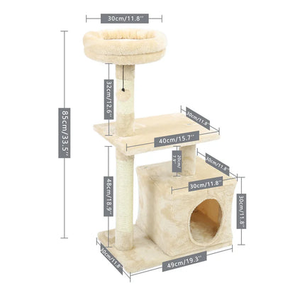 Free Shipping Multi-Level Cat Tree For Cats With Cozy Perches Stable Cat Climbing Frame Cat Scratch Board Toys Cat Furniture