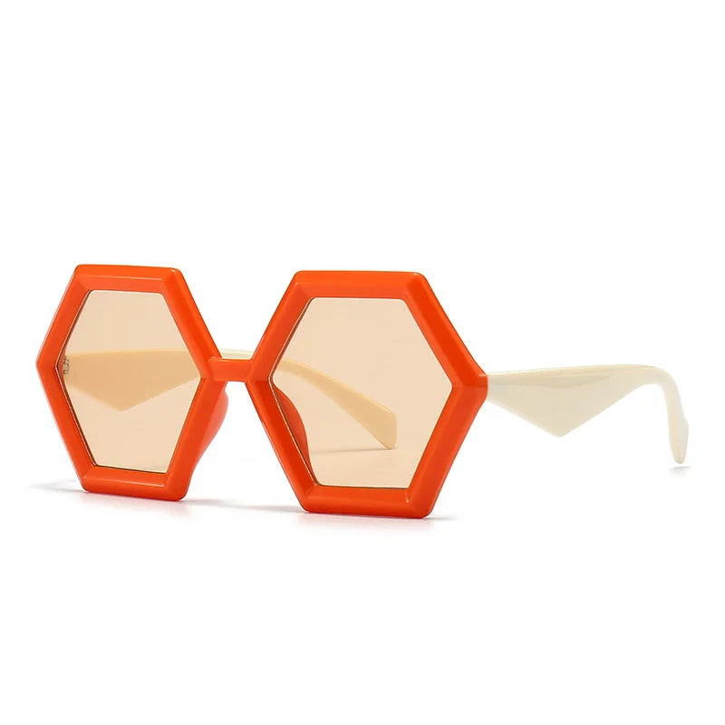 LNFCXI New Retro Polygon Square Sunglasses Women Gradient Orange Tea Shades UV400 Fashion Men Double Color Trending Sun Glasses