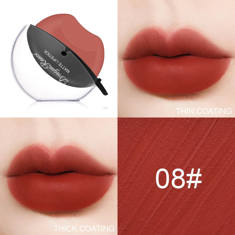 Lip-shaped Lipstick Makeup Temperature Color Changing Lazy Lipstick Velvet Matte Moisturizing Lip Gloss Waterproof Non-stick Cup