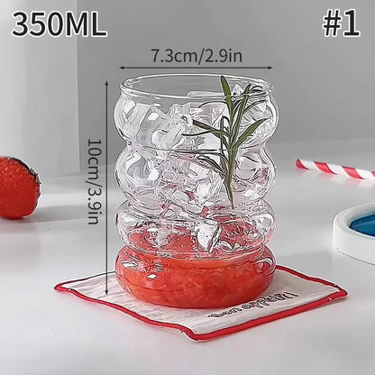 Wave Shape Glass Cup Heat-resistant Tumbler Beverage Glasses Transparent Drinking Glasses for Juice Coffee Cocktail 350-550ml