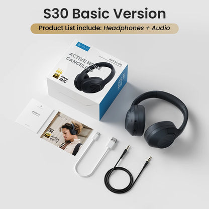 HAYLOU S30 Wireless Bluetooth 5.4 Headphones 43dB Adaptive Noise Cancelling Headsets 40mm Driver 80H Playtime Earphones